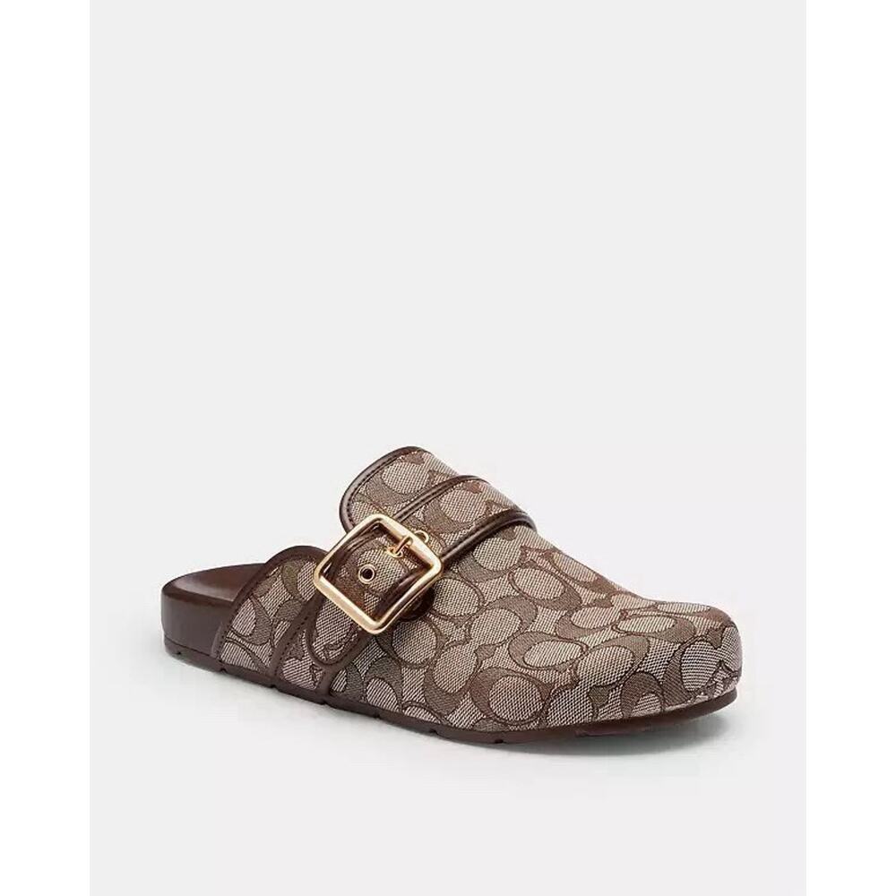 NWT Coach Woman Archival Buckle Clog In Signature Jacquard Oak/Maple CCH06 US10 - Picture 6 of 8